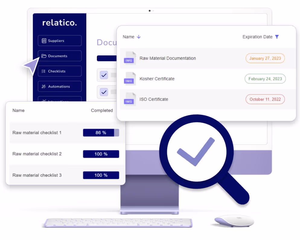 Example of the audit Functions of relatico. Relatico is a supplier management software.